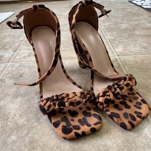 Leopard Print Strappy Heels